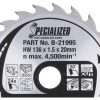 kotouč pilový dřevo SPECIALIZED 136x1.5x20mm 24Z pro aku pily = new B-33629