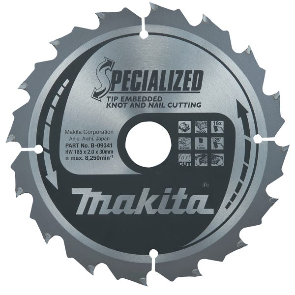 kotouč pilový dřevo SPECIALIZED se zapuštěnými zuby 185x2x30mm 16Z = oldA-86050