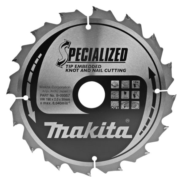 kotouč pilový dřevo SPECIALIZED se zapuštěnými zuby 190x2x30mm 16Z = new B-33059