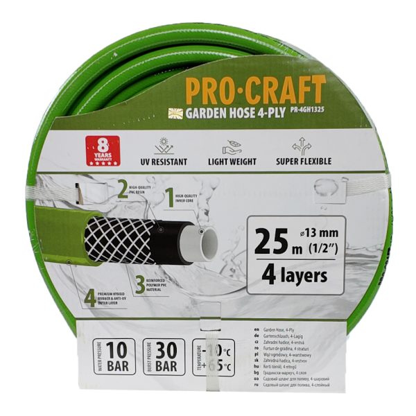 Zelená zahradní hadice Procraft PR-4GH1325 4 vrstvy, 1/2" 25 m - Image 2