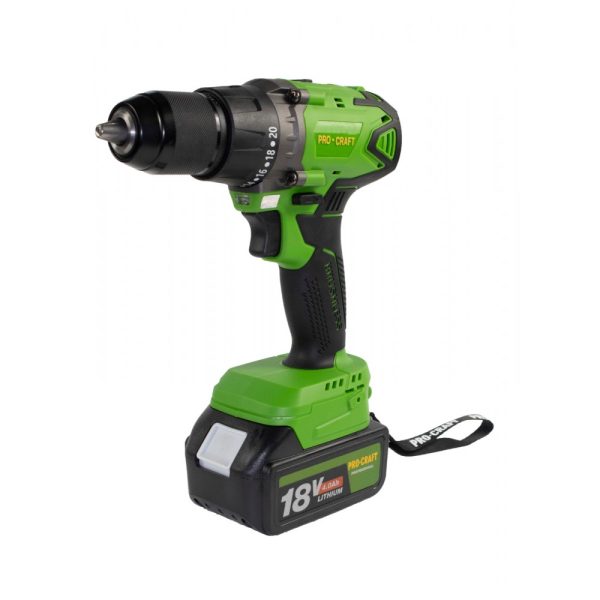 Aku vrtací šroubovák s příklepem Procraft PA18BL 1 baterie