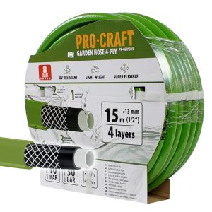 Zelená zahradní hadice Procraft PR-4GH1315 4 vrstvy, 1/2" 15 m
