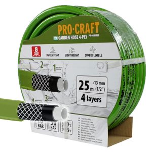 Zelená zahradní hadice Procraft PR-4GH1325 4 vrstvy, 1/2" 25 m