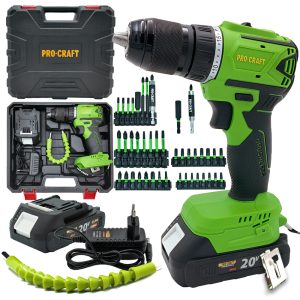 Aku vrtací šroubovák Procraft SPA18LiN Brushless se sadou bitů IBS-41