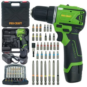 Aku vrtací šroubovák Procraft SPA12BL Brushless se sadou bitů BS-56