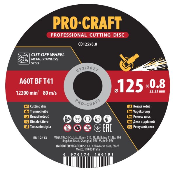 Řezný kotouč Procraft CD125x0.8