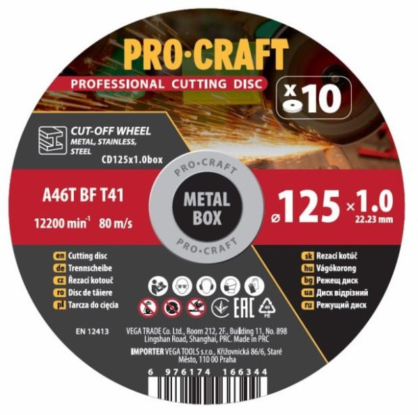 Sada řezných kotoučů Procraft CD125x1.0b
