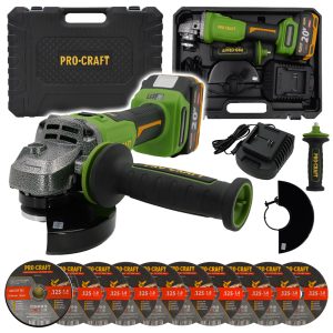 Bruska úhlová Procraft PWA220 + 10x řezný kotouč CD125x1.0b v kovovém boxu