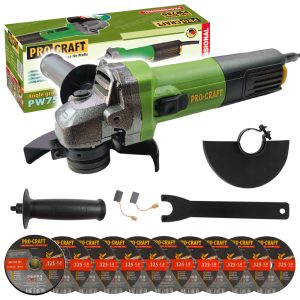 Bruska úhlová Procraft PW750 + 10x řezný kotouč CD125x1.0b v kovovém boxu