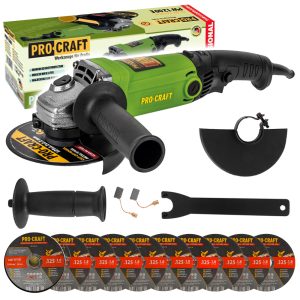 Bruska úhlová Procraft PW1200E + 10x řezný kotouč CD125x1.0b v kovovém boxu