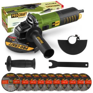 Bruska úhlová Procraft PW1550 + 10x řezný kotouč CD125x1.0b v kovovém boxu