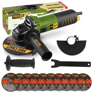 Bruska úhlová Procraft PW2200 + 10x řezný kotouč CD125x1.0b v kovovém boxu
