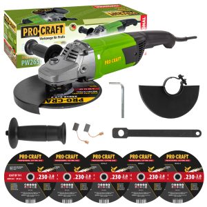 Bruska úhlová Procraft PW2650 + 5x řezný kotouč CD230x2.0