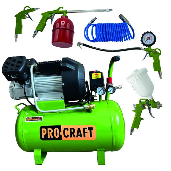 Kompresor Procraft AC52-2 a set příslušenství ke kompresoru 5 ks