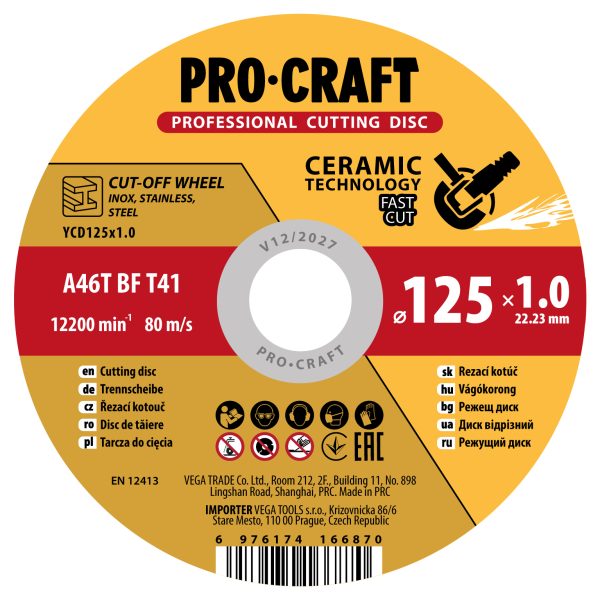 Keramický řezný kotouč Procraft YСD125x1.0