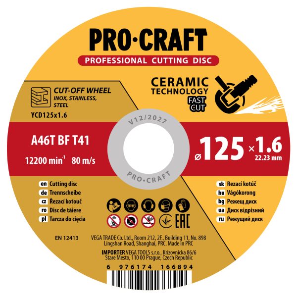 Keramický řezný kotouč Procraft YСD125x1.6