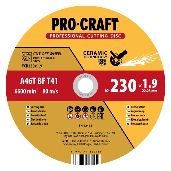 Keramický řezný kotouč Procraft YСD230x1.9