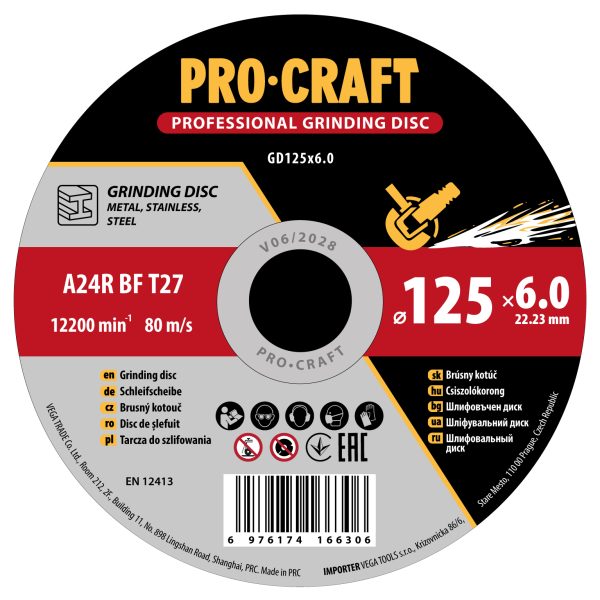 Brusný kotouč na kov Procraft GD125x6.0