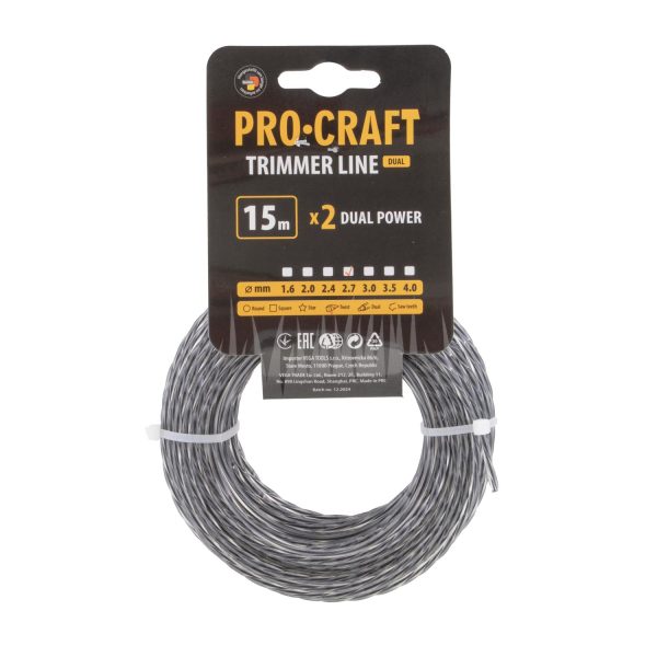 Struna žací (s výstuhou) (2.7mm) (15m) spirála PROCRAFT SP/J-2.7/15