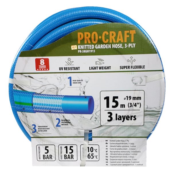 Modrá zahradní hadice Procraft PR-3KGH1915 3 vrstvy, 3/4" 15 m - Image 2