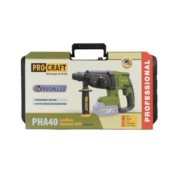 Aku vrtací kladivo  Procraft PHA40bb-c (bez baterie a nabíječky v kufru) - Image 11
