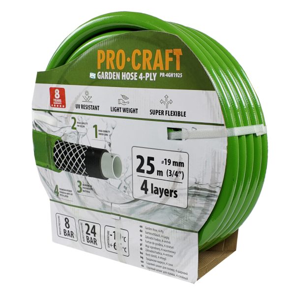 Zelená zahradní hadice Procraft PR-4GH1925 4 vrstvy, 3/4" 25 m - Image 3