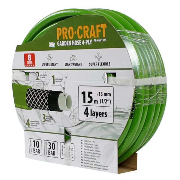 Zelená zahradní hadice Procraft PR-4GH1315 4 vrstvy, 1/2" 15 m - Image 3