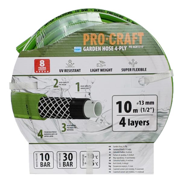 Zelená zahradní hadice Procraft PR-4GH1310 4 vrstvy, 1/2" 10 m - Image 2