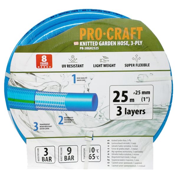 Modrá zahradní hadice Procraft PR-3KGH2525 3 vrstvy, 1" 25 m - Image 2