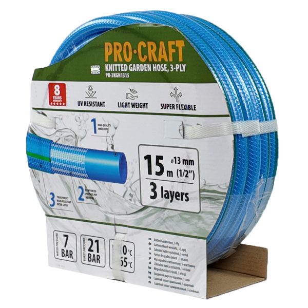 Modrá zahradní hadice Procraft PR-3KGH1315 3 vrstvy, 1/2" 15m - Image 5