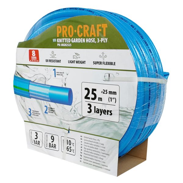 Modrá zahradní hadice Procraft PR-3KGH2525 3 vrstvy, 1" 25 m - Image 3