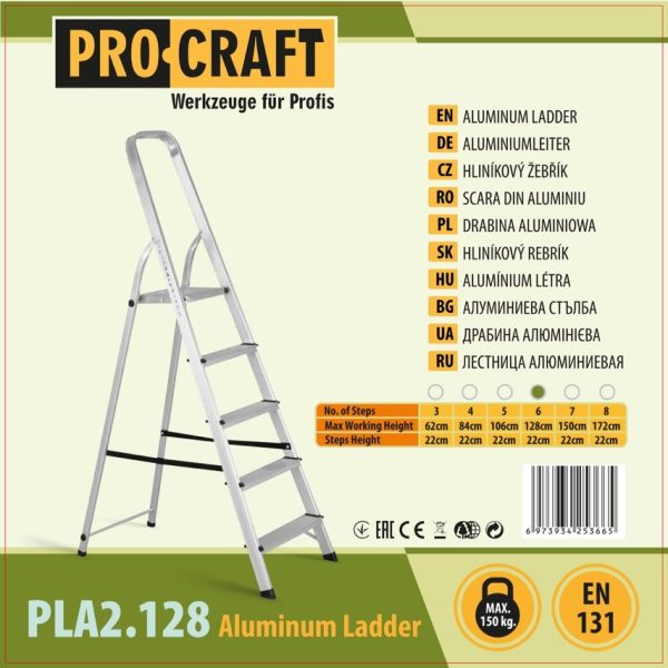 Schůdky hliníkové jednostranné 6st. Procraft  PLA2.128 - Image 6