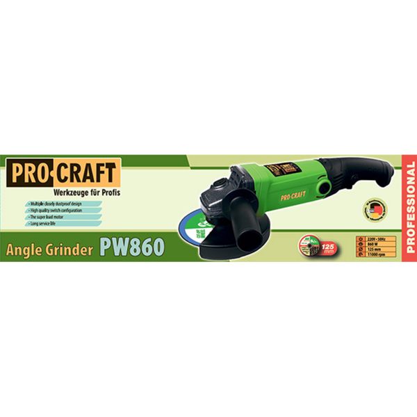 Bruska úhlová Procraft PW1200 + rychloupínací matice RM14, 10x řezný kotouč CD125x1.0b v kovovém box - Image 5
