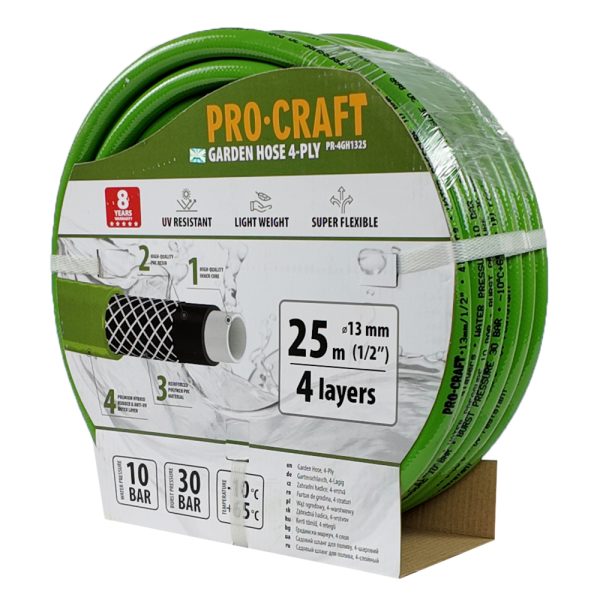 Zelená zahradní hadice Procraft PR-4GH1325 4 vrstvy, 1/2" 25 m - Image 3