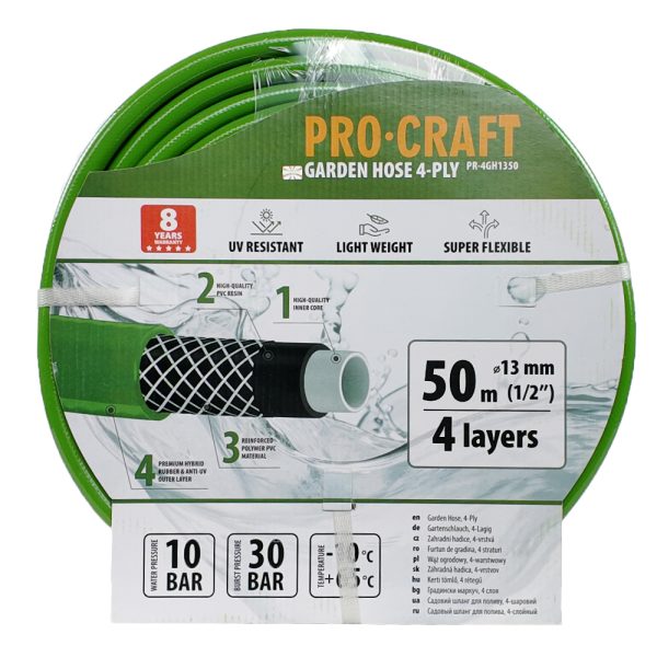 Zelená zahradní hadice Procraft PR-4GH1350 4 vrstvy, 1/2" 50 m - Image 3