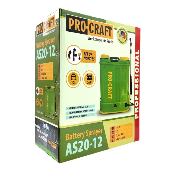 AKU postřikovač Procraft AS20-12 sada s baterií 20V 2Ah a nabiječkou - Image 2