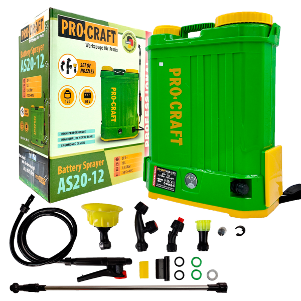 AKU postřikovač Procraft AS20-12 sada s baterií 20V 2Ah a nabiječkou - Image 11