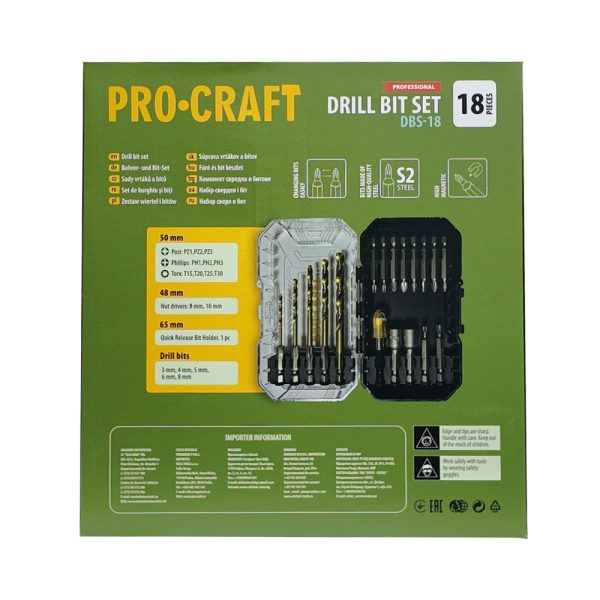 Sada vrtáků a bitů Procraft DBS-18, S2 - Image 4